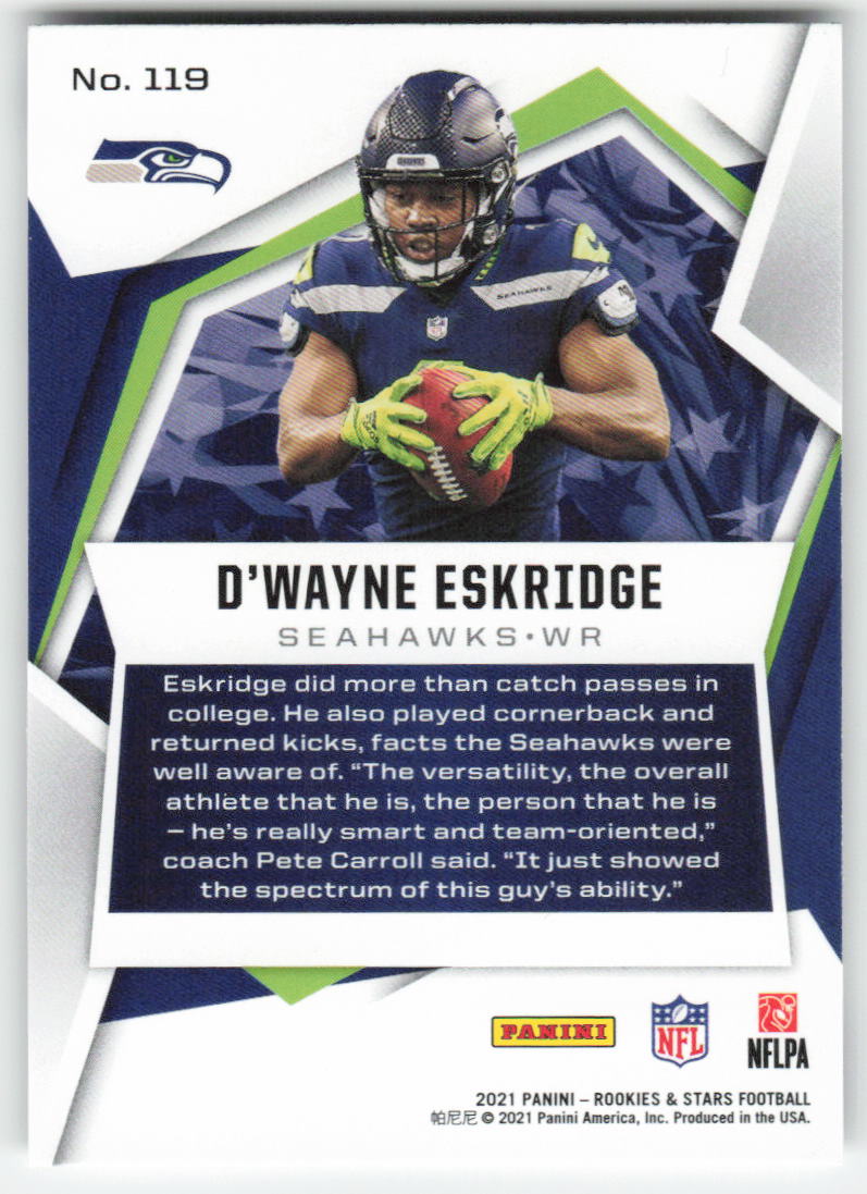 2021 Panini Rookies & Stars #119 D'Wayne Eskridge Seahawks Rookie FB1-801