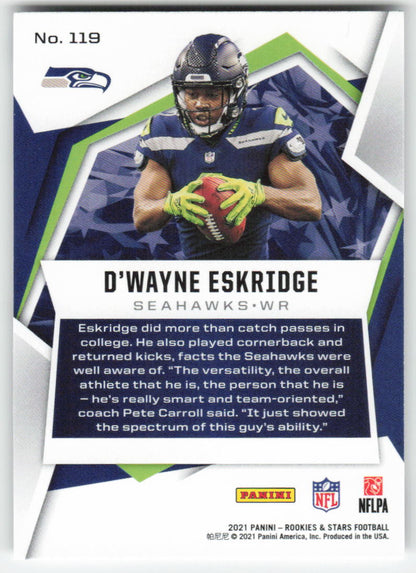 2021 Panini Rookies & Stars #119 D'Wayne Eskridge Seahawks Rookie FB1-801