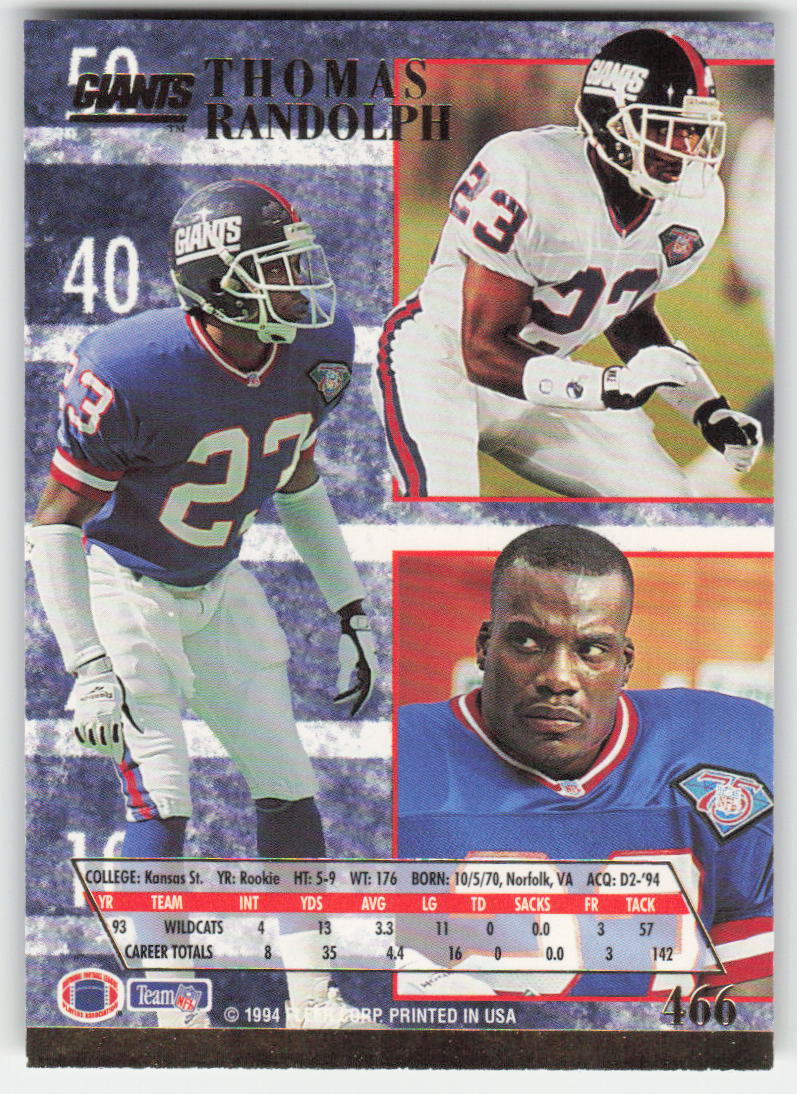 1994 Ultra #466 Thomas Randolph New York Giants FB1-813