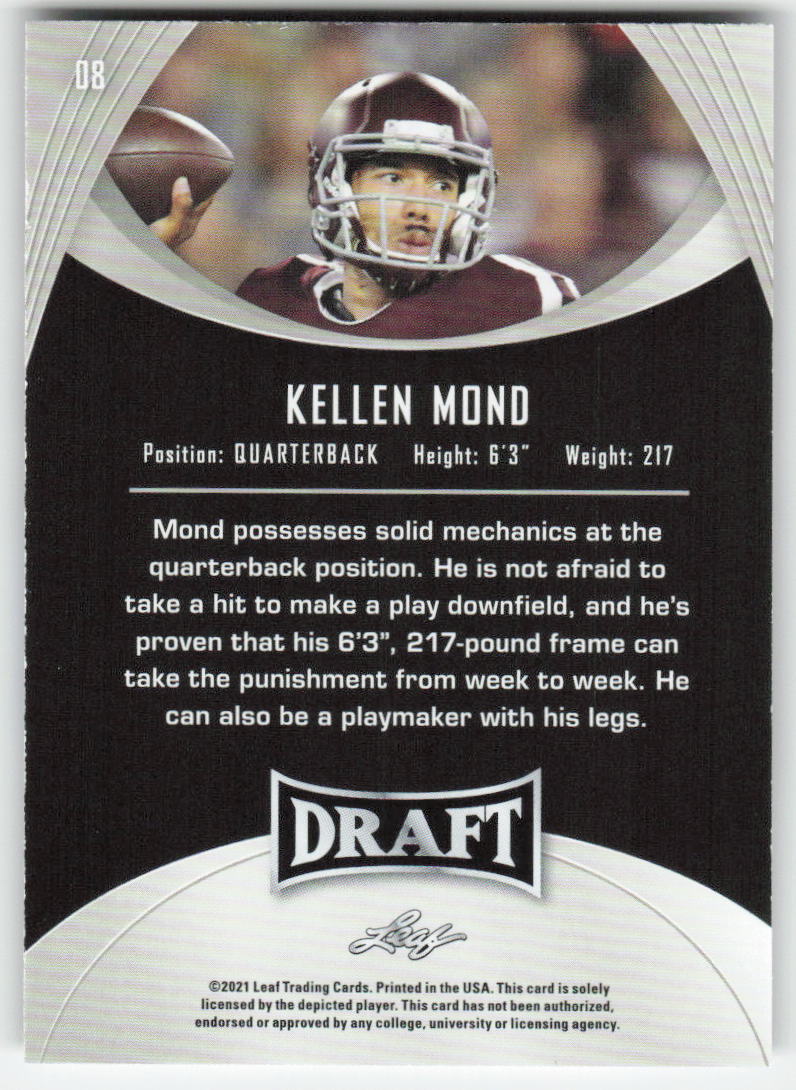 2021 Leaf Draft #08 Kellen Mond Texas A&M Aggies FB1-818