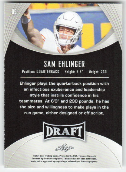2021 Leaf Draft #09 Sam Ehlinger Texas Longhorns FB1-819