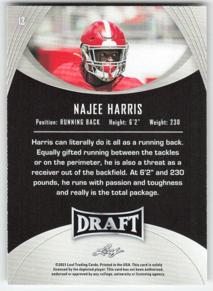 2021 Leaf Draft #13 Najee Harris Alabama Crimson Tide FB1-823