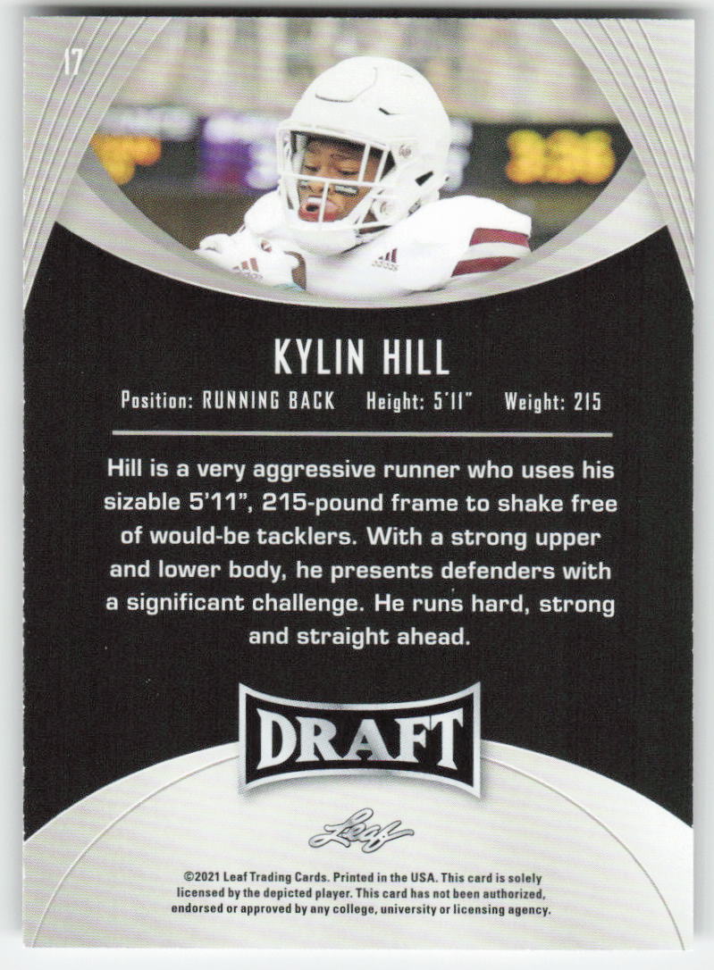 2021 Leaf Draft #17 Kylin Hill Mississippi State Bulldogs FB1-827