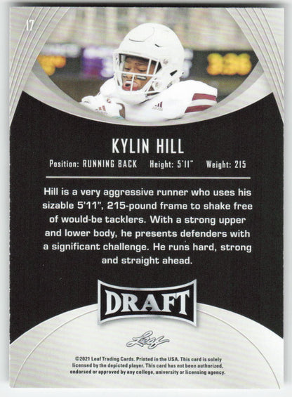 2021 Leaf Draft #17 Kylin Hill Mississippi State Bulldogs FB1-827