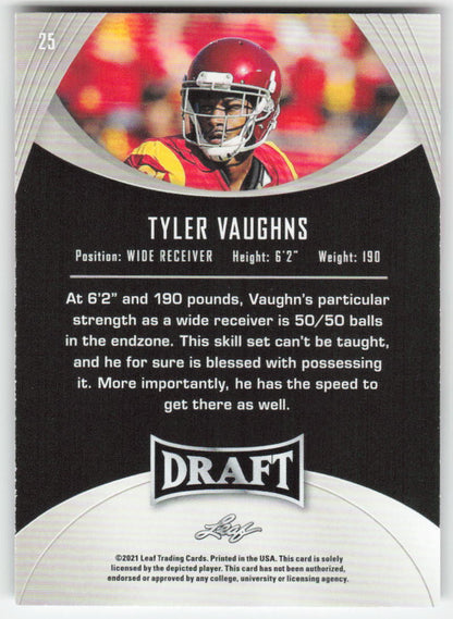 2021 Leaf Draft #25 Tyler Vaughns USC Trojans FB1-835