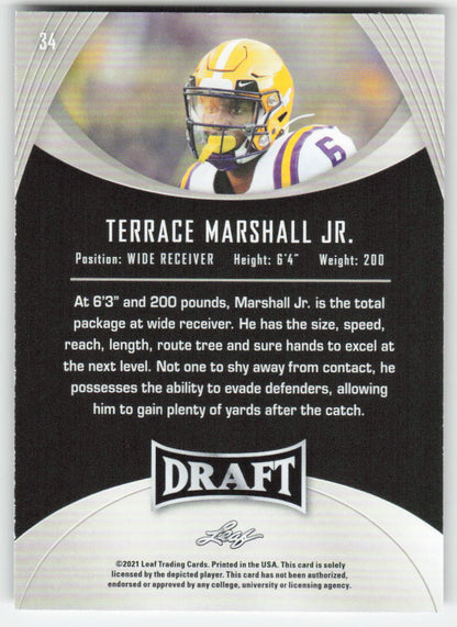 2021 Leaf Draft #34 Terrace Marshall Jr. LSU Tigers FB1-841