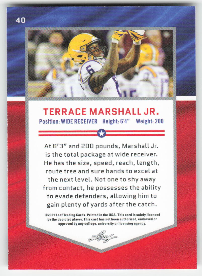 2021 Leaf Draft #40 Terrace Marshall Jr. LSU Tigers FB1-847