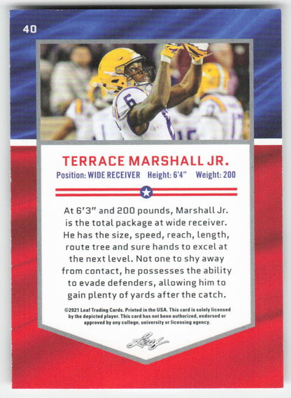 2021 Leaf Draft #40 Terrace Marshall Jr. LSU Tigers FB1-847