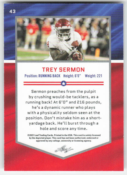 2021 Leaf Draft #43 Trey Sermon Oklahoma Sooners FB1-848