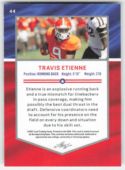 2021 Leaf Draft #44 Travis Etienne Clemson Tigers FB1-849