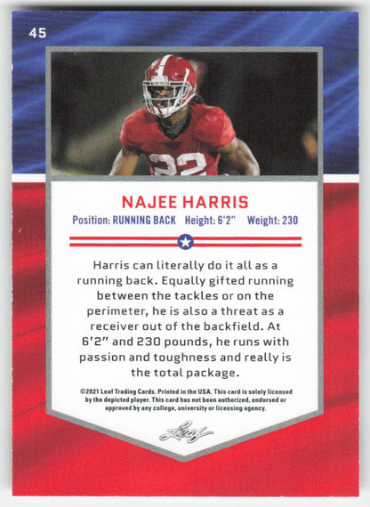 2021 Leaf Draft #45 Najee Harris Alabama Crimson Tide FB1-850