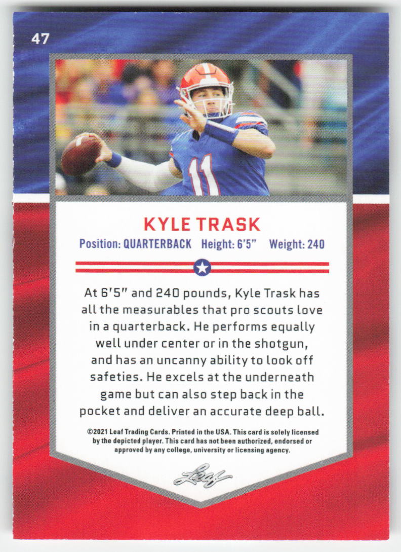 2021 Leaf Draft #47 Kyle Trask Florida Gators FB1-852