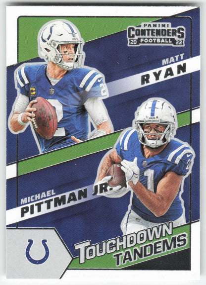 2022 Panini Contenders #TDT-IND Ryan / Pittman Jr. TD Tandems Colts FB1-857