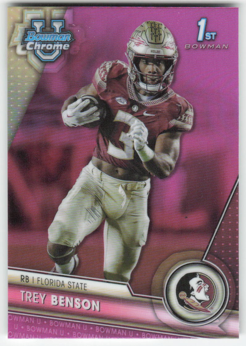 2023 Bowman University Chrome #5 Trey Benson Pink Refractor FSU FB1-863