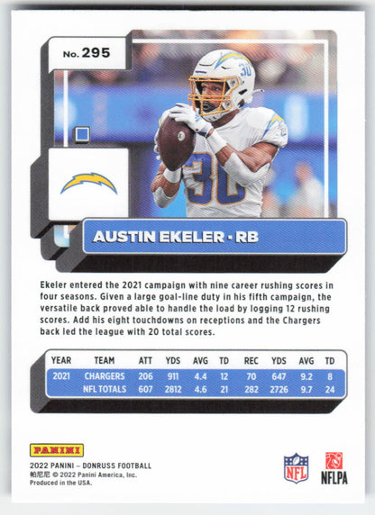 2022 Donruss #295 Austin Ekeler Blue Press Proof Los Angeles Chargers FB1-867