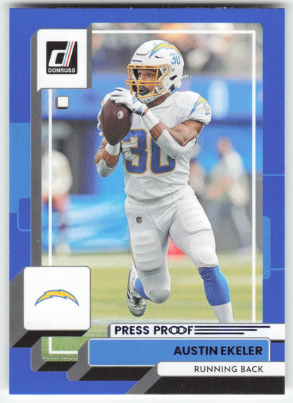 2022 Donruss #295 Austin Ekeler Blue Press Proof Los Angeles Chargers FB1-867