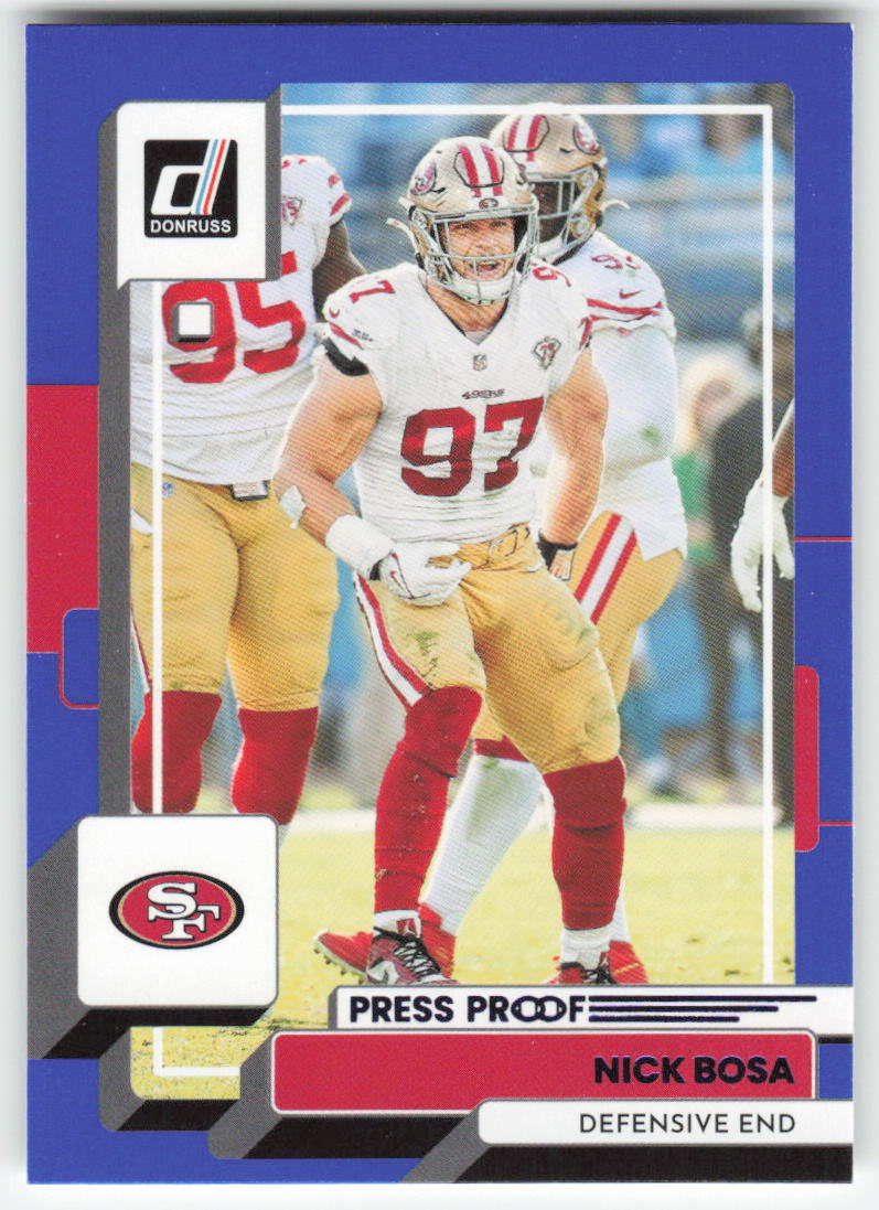 2022 Donruss #27 Nick Bosa Blue Press Proof San Francisco 49ers FB1-868