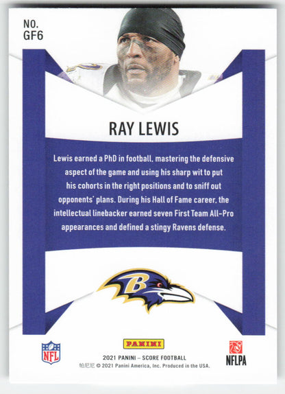 2021 Score #GF6 Ray Lewis Game Face Baltimore Ravens FB1-871