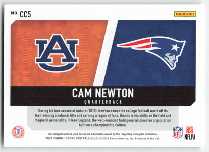 2021 Score #CC5 Cam Newton Collegiate Champions Patriots FB1-873