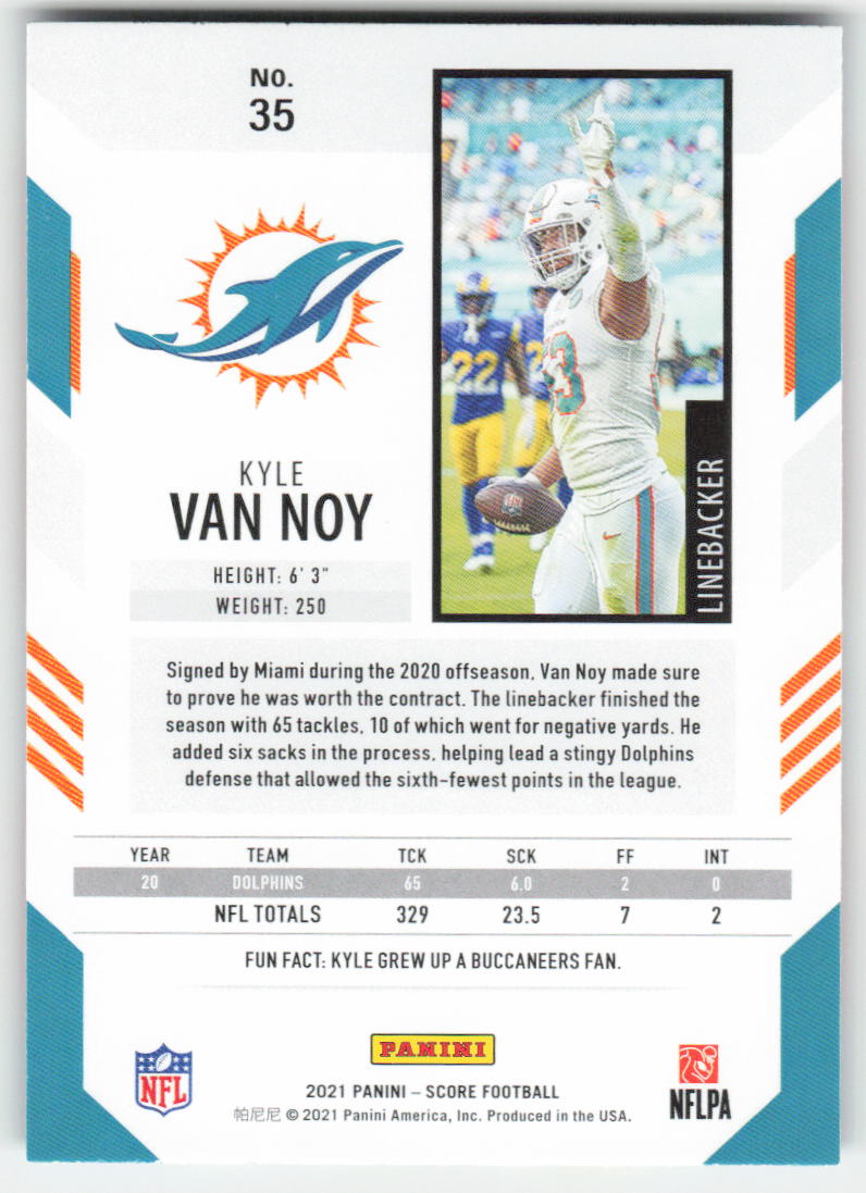2021 Score #35 Kyle Van Noy Red Miami Dolphins FB1-876