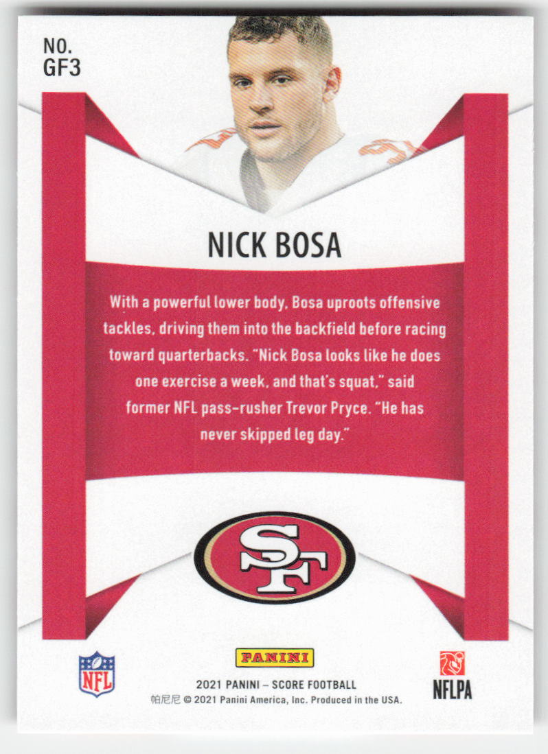 2021 Score #GF3 Nick Bosa Game Face Red San Francisco 49ers FB1-877