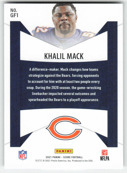 2021 Score #GF1 Khalil Mack Game Face Chicago Bears FB1-880