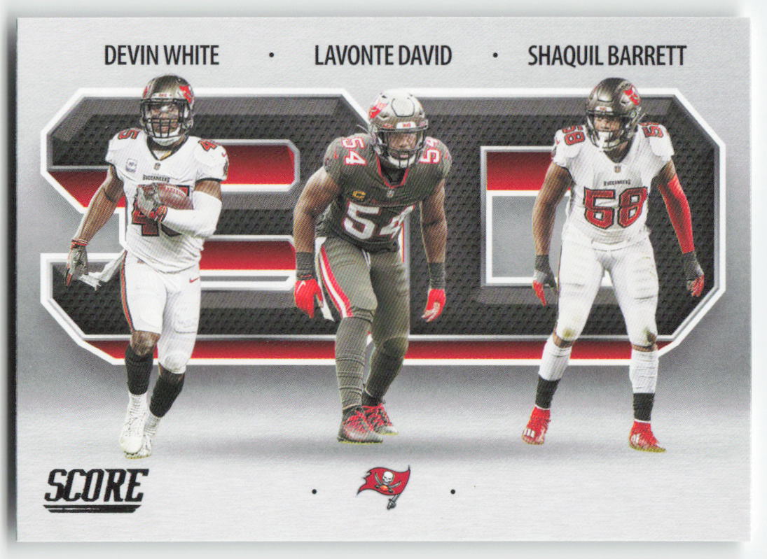 2021 Score #3D10 White / David / Barrett 3D Tampa Bay Buccaneers FB1-883