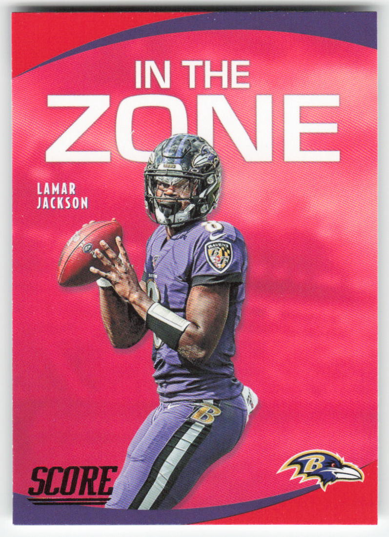 2020 Score #IZ-LJ Lamar Jackson In the Zone Red Baltimore Ravens FB1-884