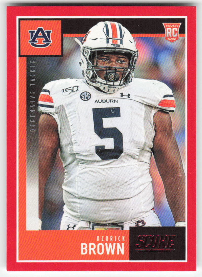 2020 Score #341 Derrick Brown Red Auburn Tigers Rookie FB1-885