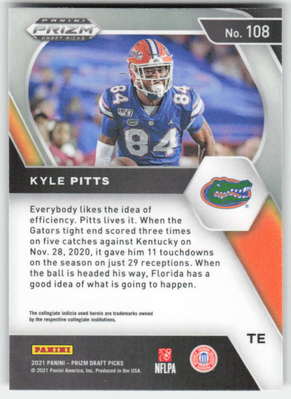 2021 Panini Prizm Draft Picks Collegiate #108 Kyle Pitts Florida Gators FB1-901