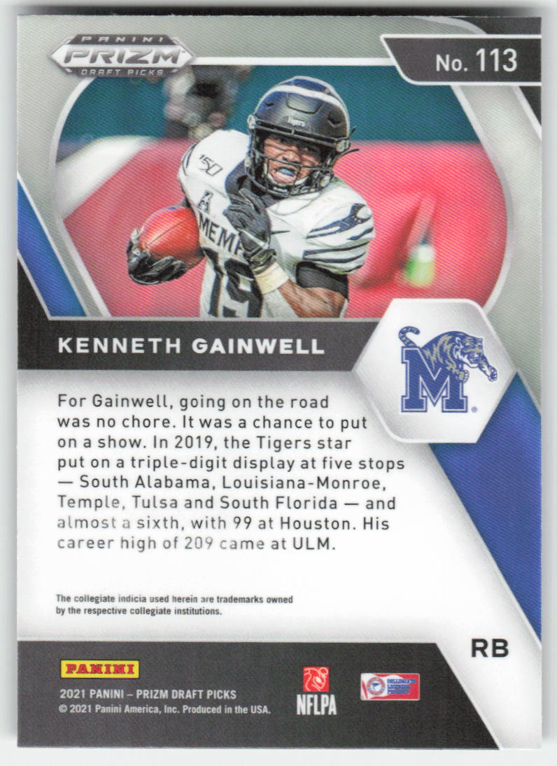 2021 Panini Prizm Draft Picks Collegiate #113 Kenneth Gainwell FB1-902