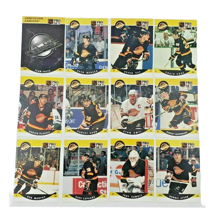 1990-91 ProSet Vancouver Canucks Hockey Team Set - 12 Cards