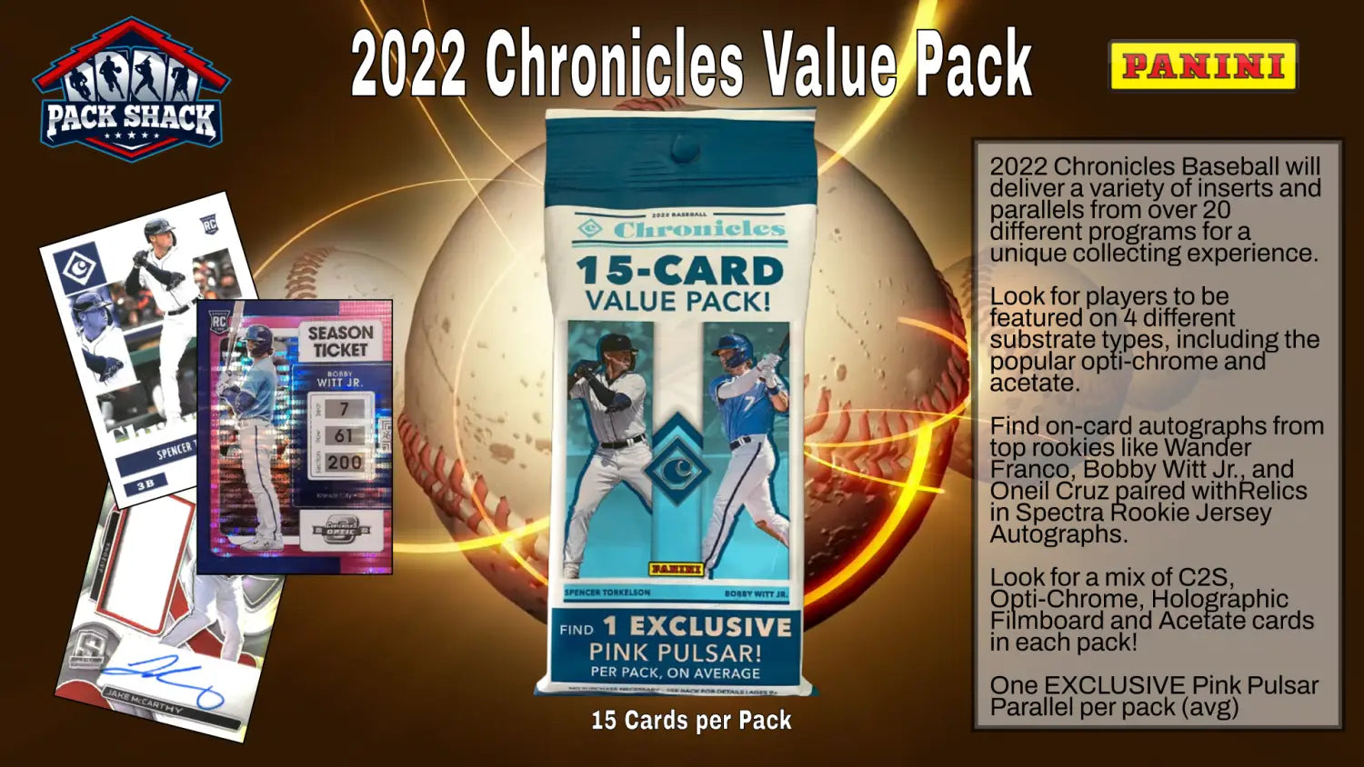 2022 Panini Chronicles Baseball Value Pack - 15 Cards