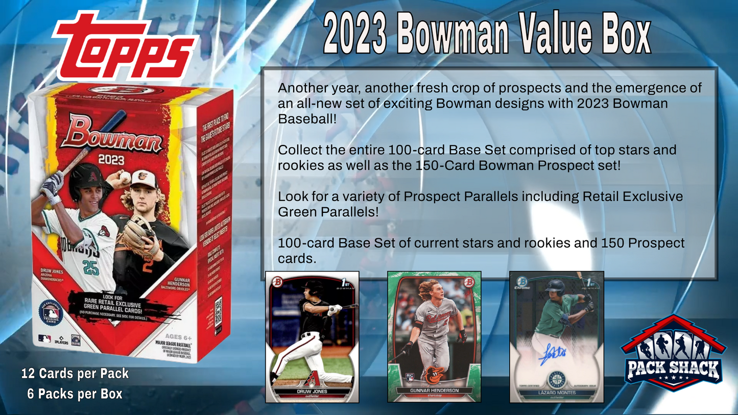 2023 Bowman Baseball Value Box (6 Packs)