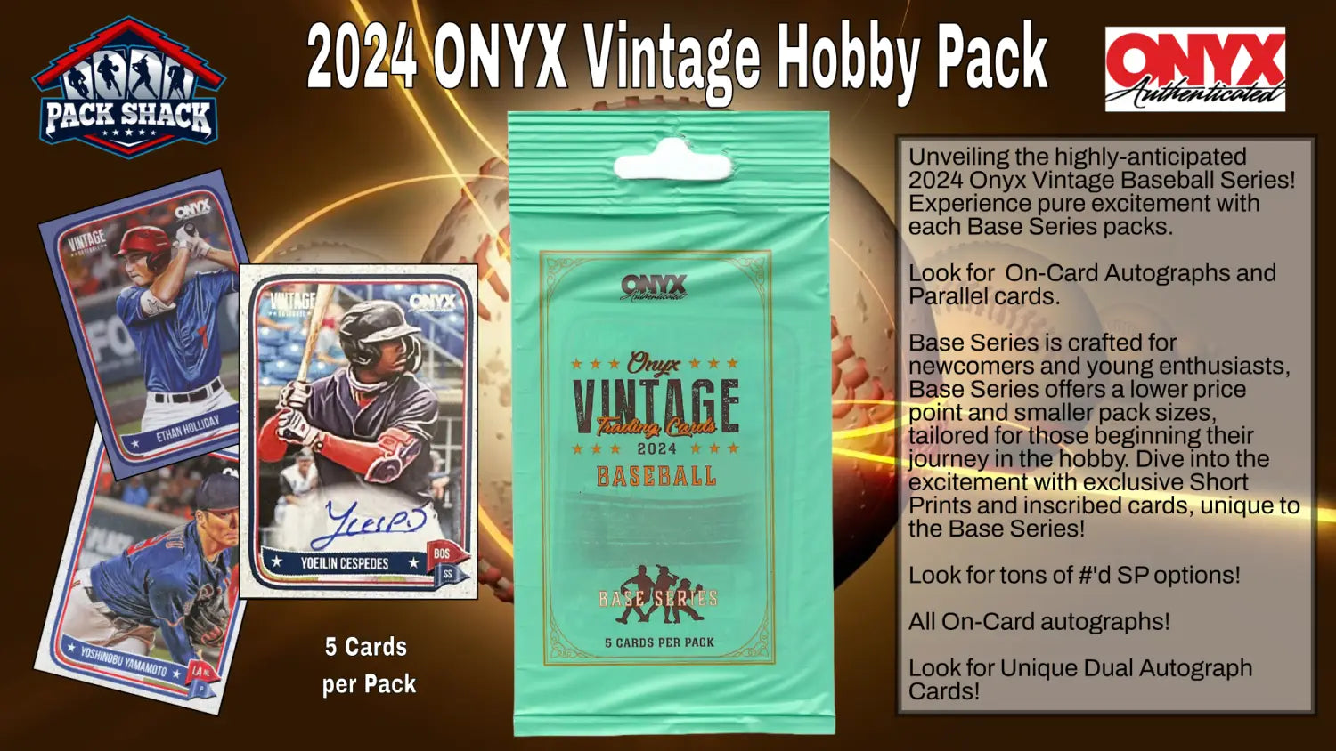2024 ONYX Vintage Base Series Baseball Hobby Pack - 5 Cards