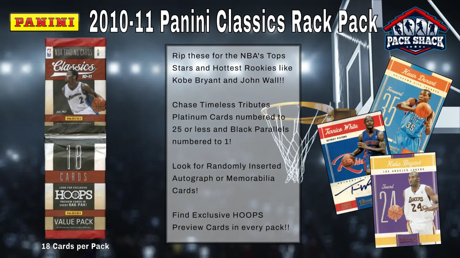 2010-11 Panini Classics Basketball Rack Pack - 18 Cards