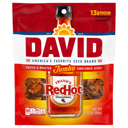 DAVID Jumbo Sunflower Seeds - Frank’s Redhot - 3.75oz