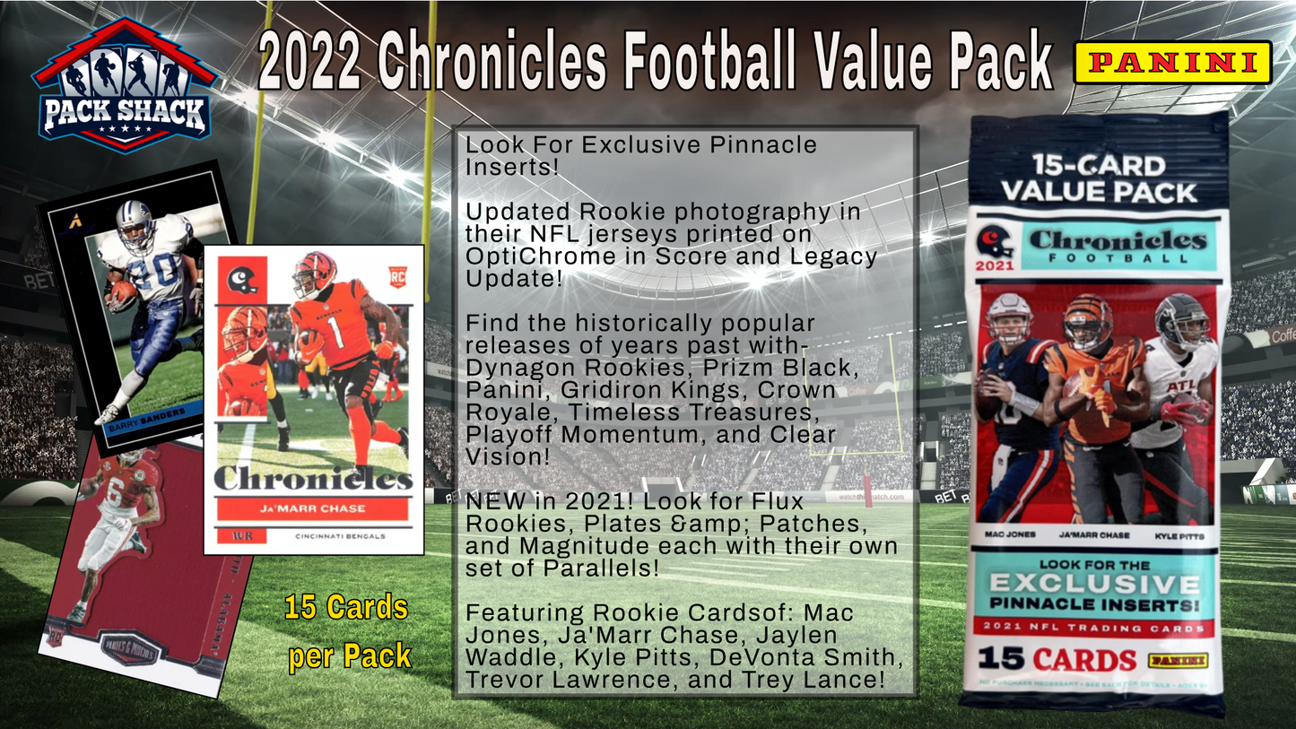 2021 Panini Chronicles Football Value Pack (15 Cards)