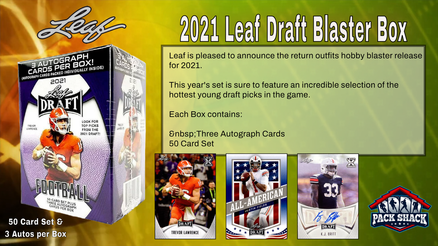 2021 Leaf Draft Football Premium Hobby Blaster Box