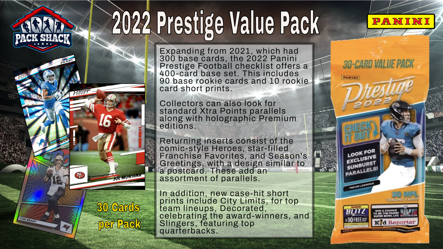 2022 Panini Prestige Football Value Pack (30 Cards)