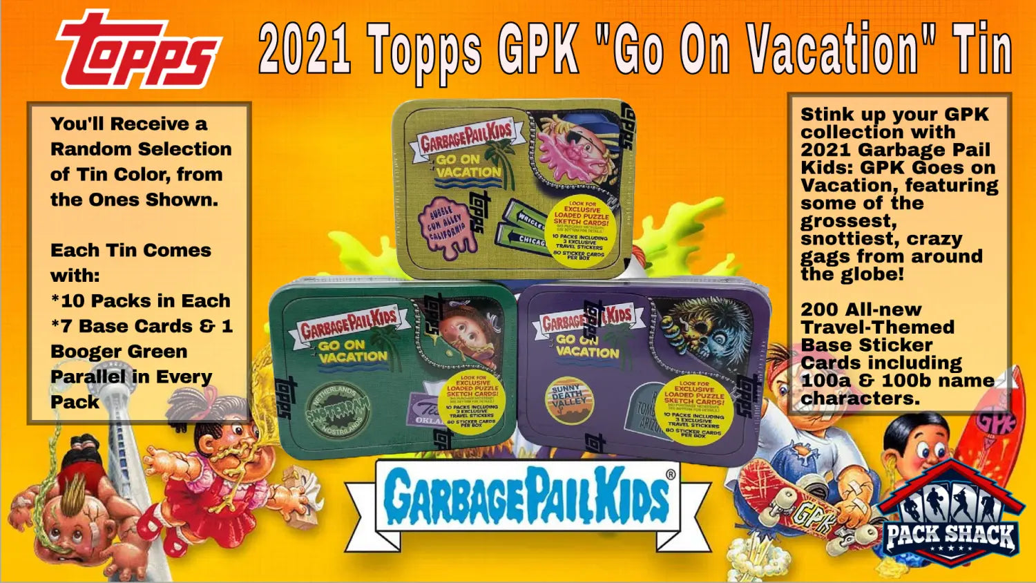 2021 Topps Garbage Pail Kids: Go On Vacation Tin - 10 Packs