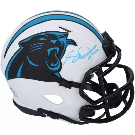 Sam Darnold Carolina Panthers Autograph Riddell Lunar Eclipse Mini Helmet - FANATICS Authentic