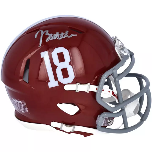 Jordan Battle Alabama Tide Autographed Riddell Speed Mini Helmet - FANATICS Authentic