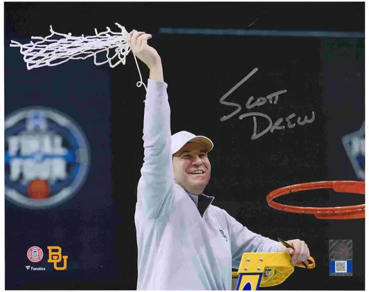 Scott Drew Baylor Bears NCAA Autographed 11"x14" Cutting Net Photo - FANATICS Authentic