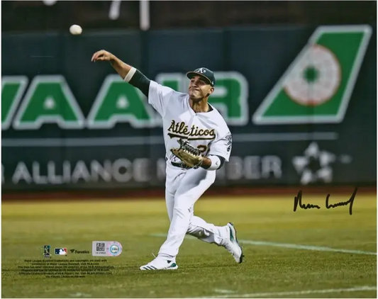 Ramon Laureano Oakland Athletics Autograph 8x10 Throwing Photo - FANATICS Authentic