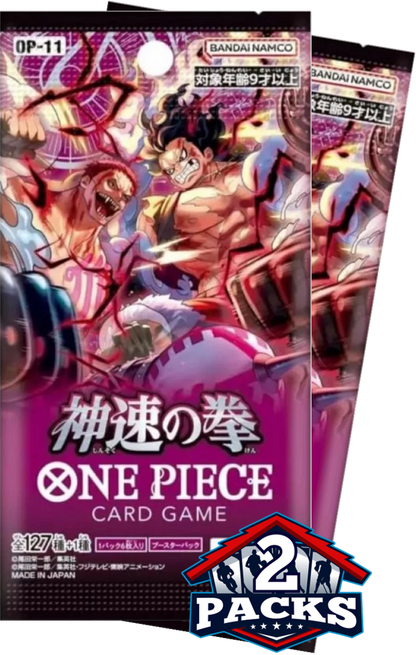 One Piece TCG: OP11 A Fist of Divine Speed Japanese Booster 2pk (6 Cards Each)