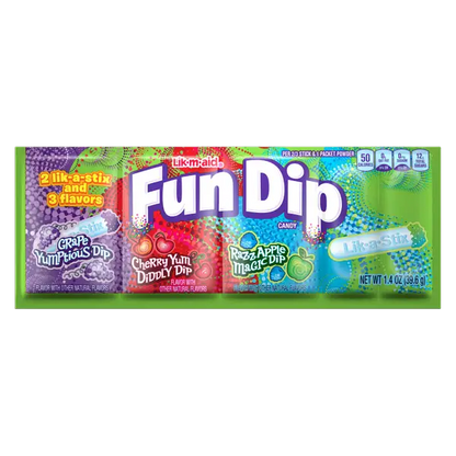 Lik-M-Aid FUN DIP: Razz Apple/ Cherry Yum/ Grape Yum (1.4oz Pack)