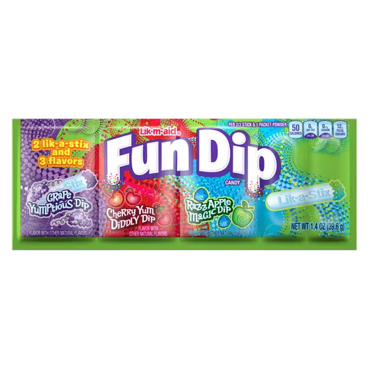 Lik-M-Aid FUN DIP: Razz Apple/ Cherry Yum/ Grape Yum (1.4oz Pack)