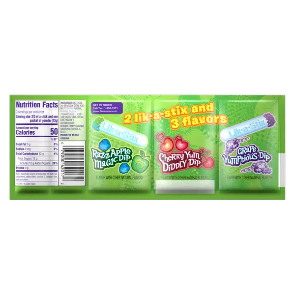 Lik-M-Aid FUN DIP: Razz Apple/ Cherry Yum/ Grape Yum (1.4oz Pack)