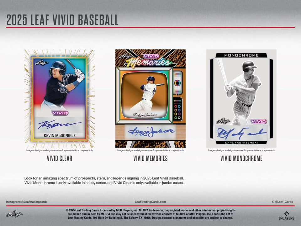 2025 Leaf Vivid Baseball Hobby Box (8 Cards)